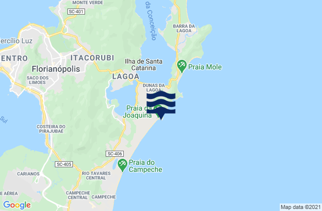 Karte der Gezeiten Joaquina Beach, Brazil