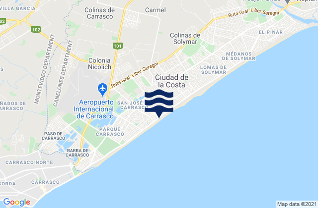 Karte der Gezeiten Joaquín Suárez, Uruguay