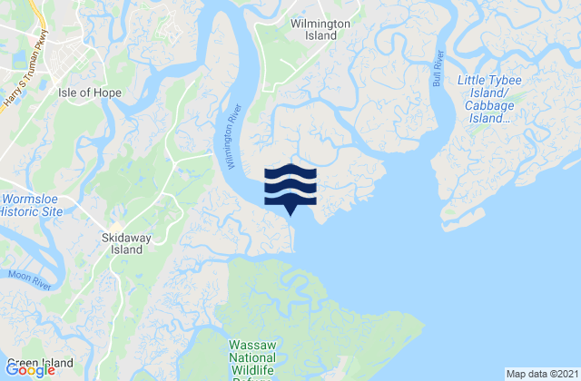 Karte der Gezeiten Joes Cut Wilmington River, United States