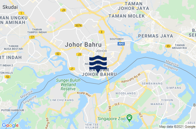 Karte der Gezeiten Johor Bahru, Malaysia