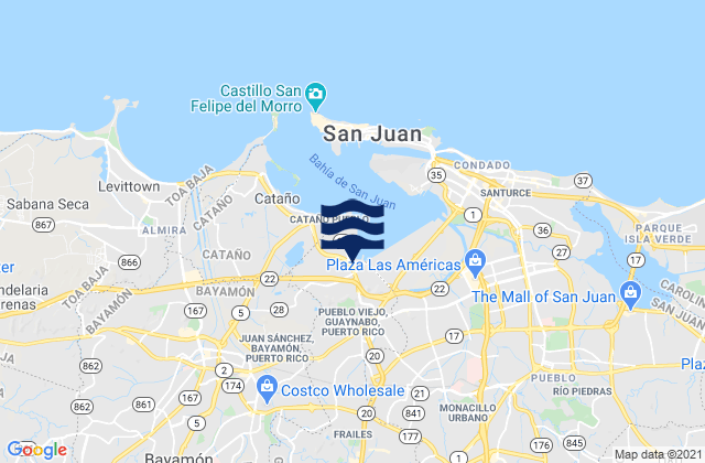 Karte der Gezeiten Juan Sánchez Barrio, Puerto Rico