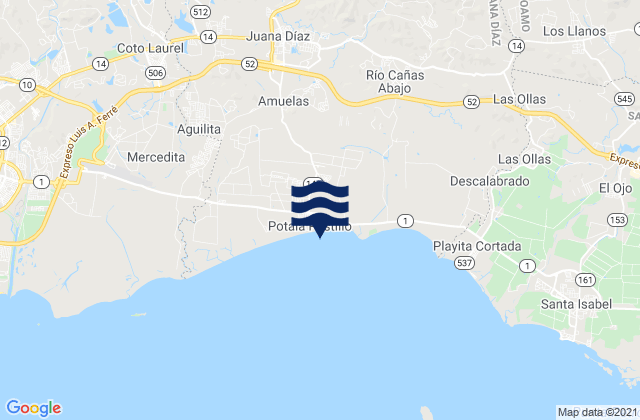 Karte der Gezeiten Juana Díaz Municipio, Puerto Rico