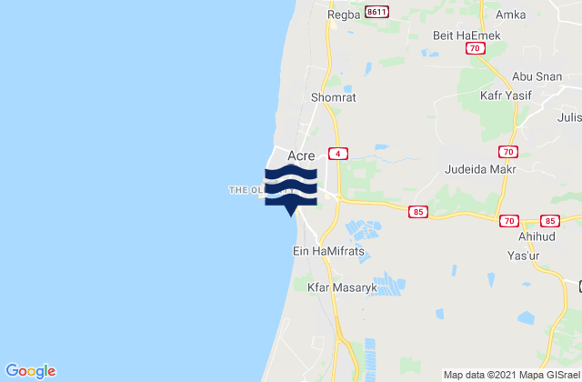 Karte der Gezeiten Judeida Makr, Israel