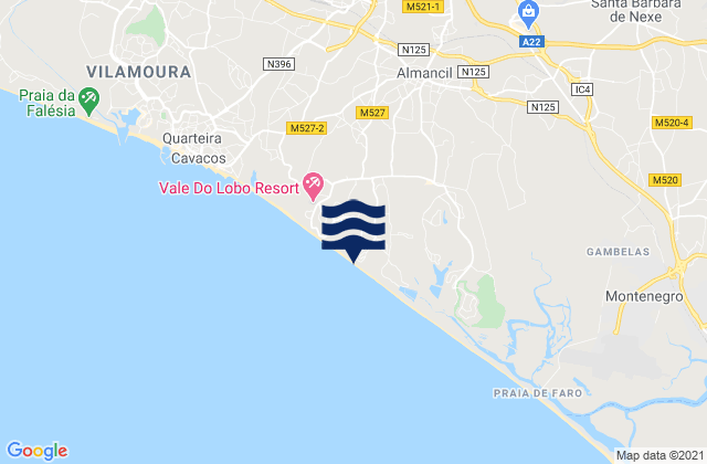 Karte der Gezeiten Julias, Portugal