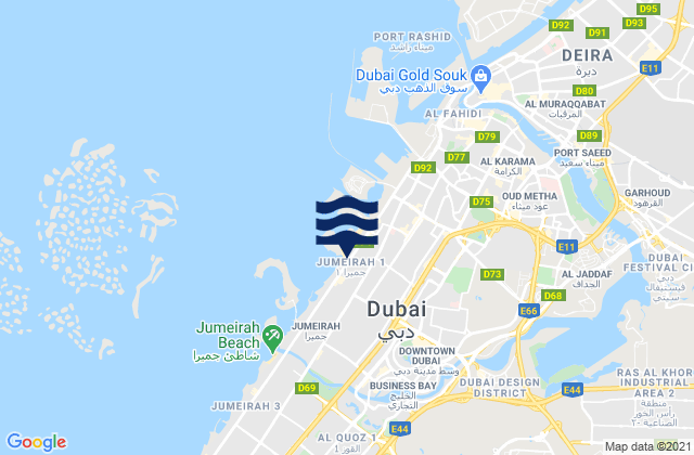Karte der Gezeiten Jumeirah Beach, United Arab Emirates