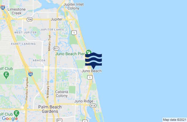 Karte der Gezeiten Juno Beach, United States