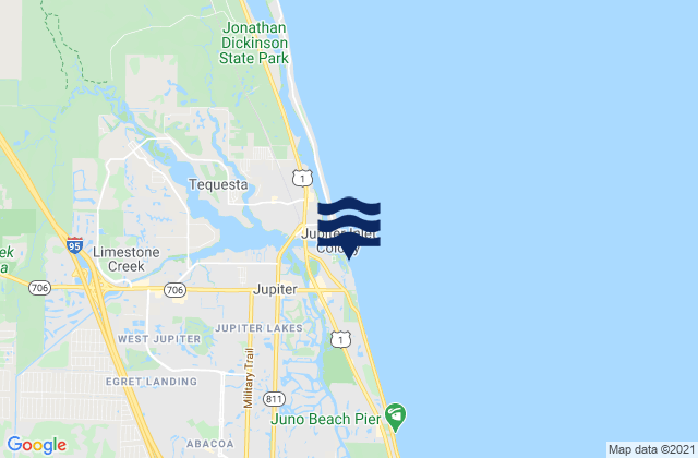 Karte der Gezeiten Jupiter Beach, United States