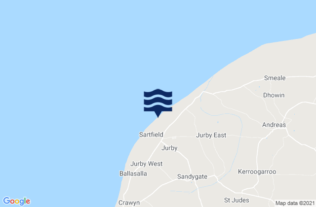 Karte der Gezeiten Jurby, Isle of Man