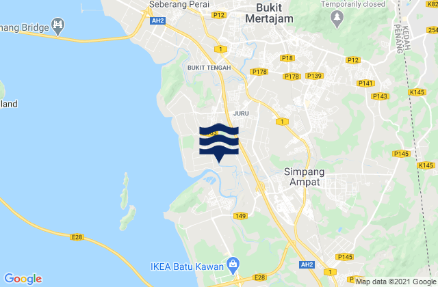 Karte der Gezeiten Juru, Malaysia