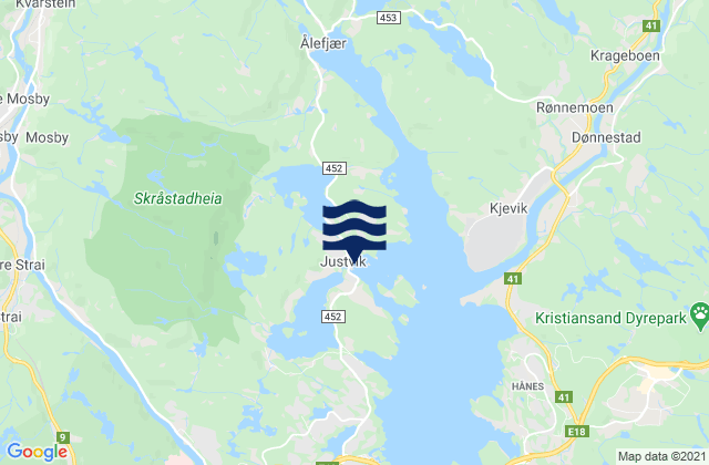 Karte der Gezeiten Justvik, Norway