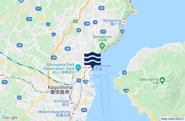 Karte der Gezeiten Kagosima, Japan