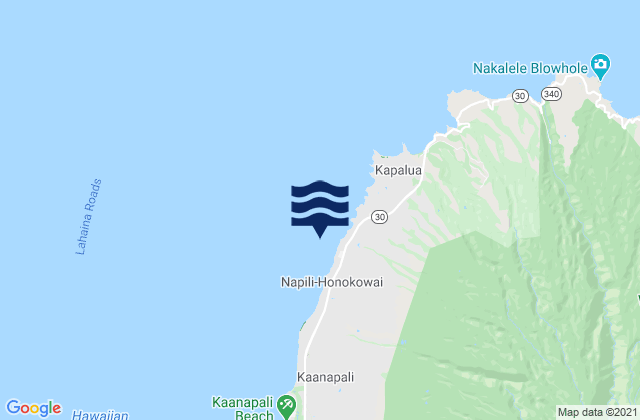 Karte der Gezeiten Kahana Beach, United States