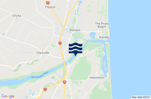 Karte der Gezeiten Kaiapoi, New Zealand
