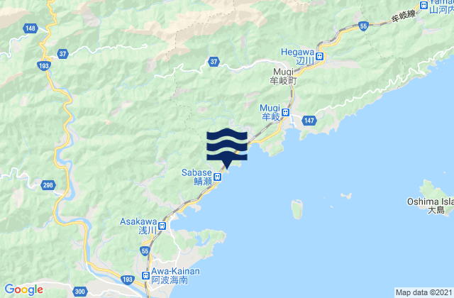 Karte der Gezeiten Kaifu Gun, Japan