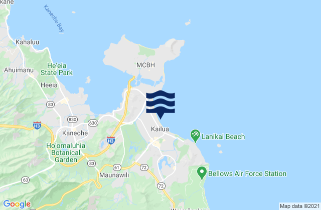 Karte der Gezeiten Kailua Beach, United States
