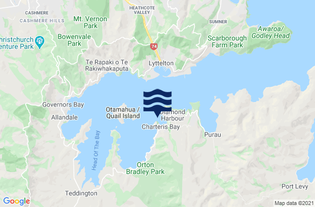 Karte der Gezeiten Kaioruru/Church Bay, New Zealand