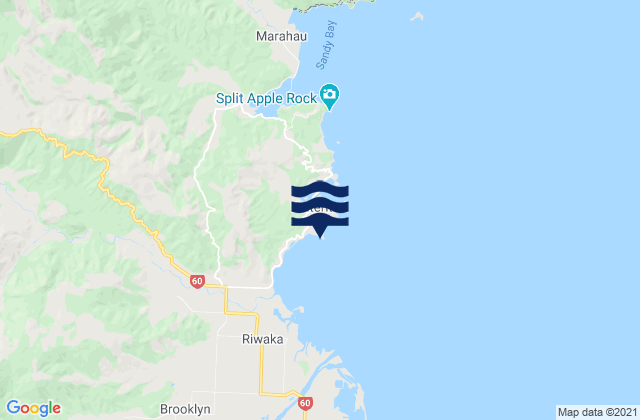 Karte der Gezeiten Kaiteriteri, New Zealand