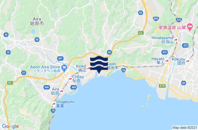 Karte der Gezeiten Kajiki, Japan