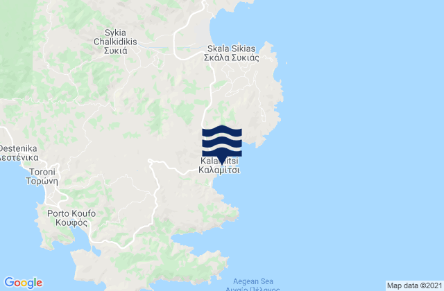 Karte der Gezeiten Kalamitsi, Greece