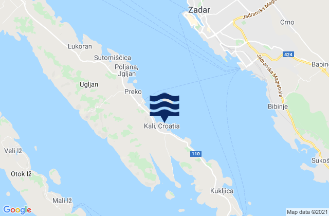 Karte der Gezeiten Kali, Croatia