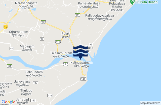 Karte der Gezeiten Kalingapatnam, India