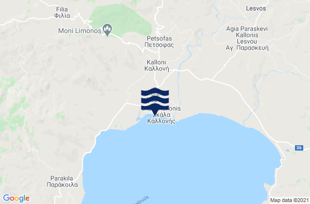 Karte der Gezeiten Kalloní, Greece