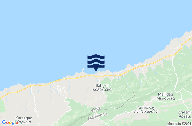 Karte der Gezeiten Kalograía, Cyprus