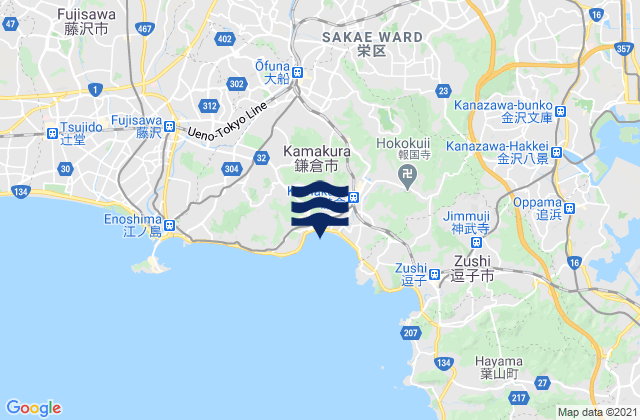 Karte der Gezeiten Kamakura Shi, Japan