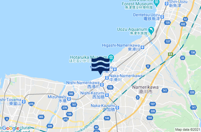 Karte der Gezeiten Kamiichi, Japan