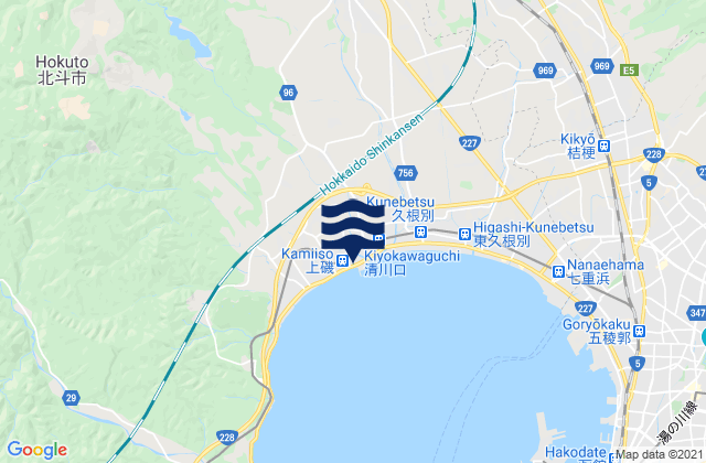 Karte der Gezeiten Kamiiso, Japan