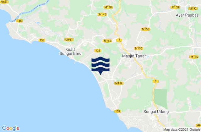 Karte der Gezeiten Kampong Masjid Tanah, Malaysia