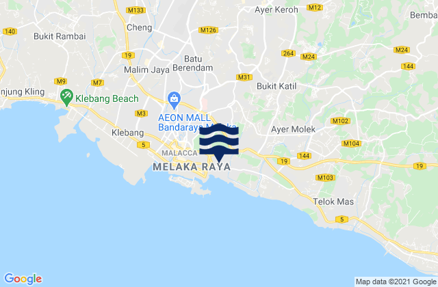 Karte der Gezeiten Kampung Bukit Baharu, Malaysia