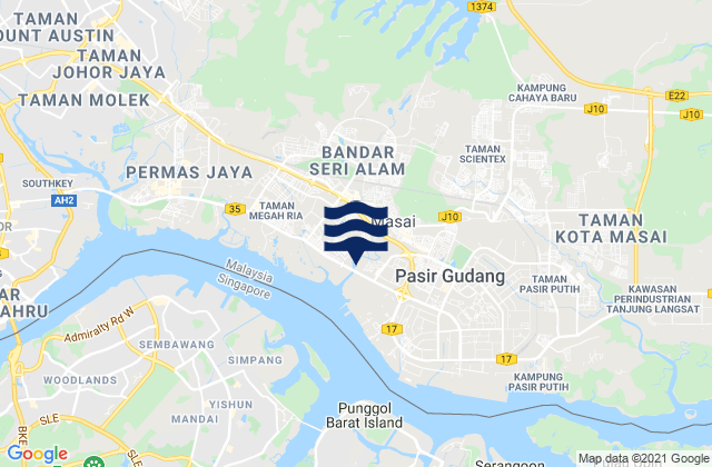 Karte der Gezeiten Kampung Pasir Gudang Baru, Malaysia