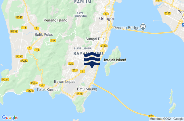 Karte der Gezeiten Kampung Sungai Ara, Malaysia