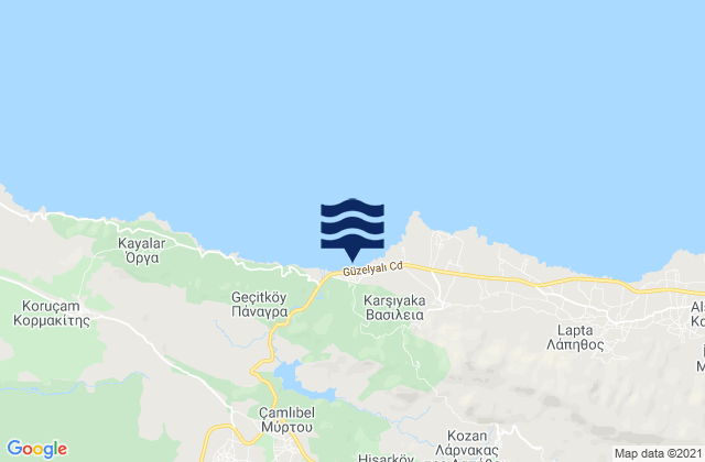 Karte der Gezeiten Kampylí, Cyprus
