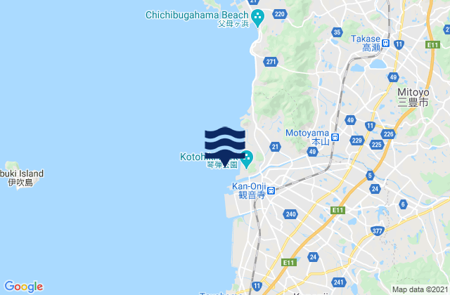 Karte der Gezeiten Kan-Onzi, Japan