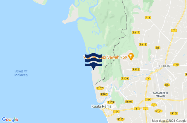 Karte der Gezeiten Kangar, Malaysia