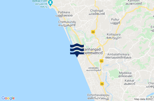 Karte der Gezeiten Kanhangad, India