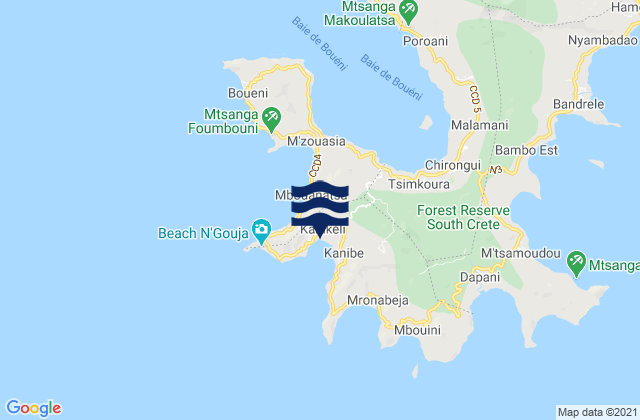 Karte der Gezeiten Kani-Kéli, Mayotte