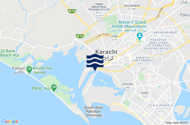 Karte der Gezeiten Karachi, Pakistan