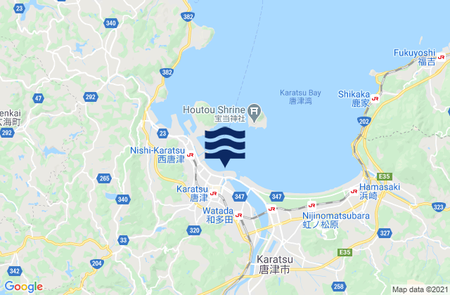 Karte der Gezeiten Karatsu, Japan