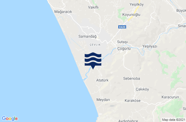 Karte der Gezeiten Karaçay, Turkey