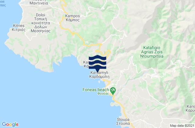 Karte der Gezeiten Kardamýli, Greece