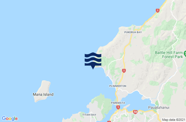Karte der Gezeiten Karehana Bay, New Zealand