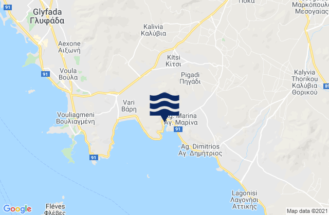 Karte der Gezeiten Karellás, Greece