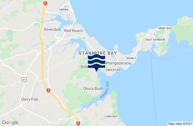 Karte der Gezeiten Karepiro Bay, New Zealand