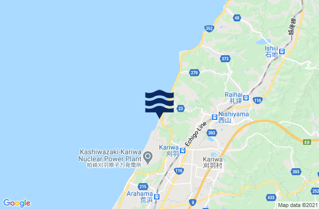 Karte der Gezeiten Kariwa-gun, Japan