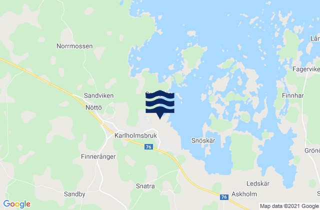 Karte der Gezeiten Karlholmsbruk, Sweden