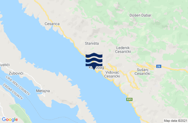 Karte der Gezeiten Karlobag, Croatia