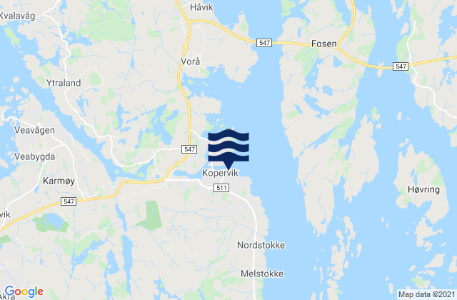 Karte der Gezeiten Karmøy, Norway